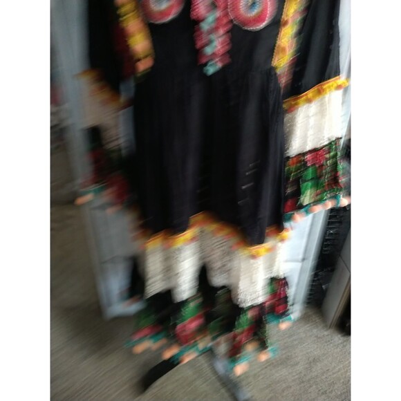 Love Positano Fringed Embroidered Flared Sleeve Dress Boho Cottage Core Feminine - Picture 5 of 15